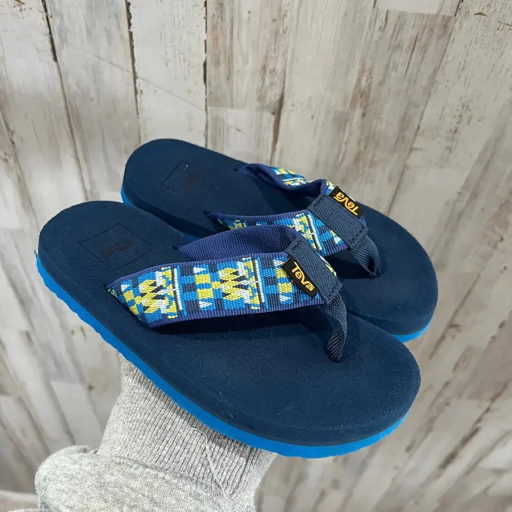 Teva Youth Mush II Blue Flip Flops Foam Kids Size 12 Boys Beach Summer